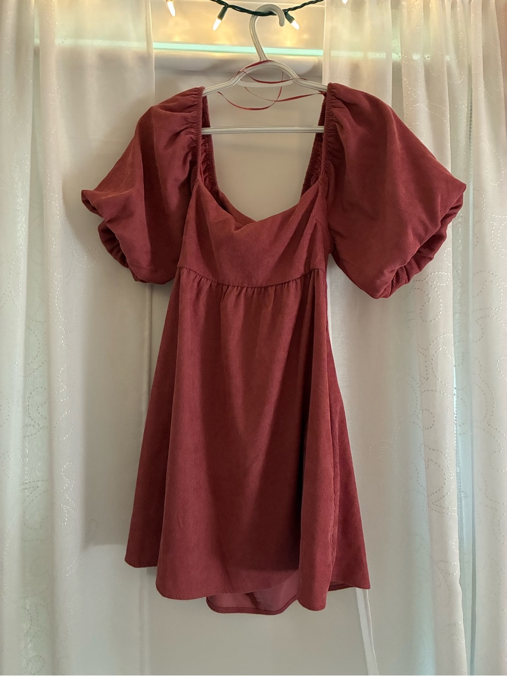 Francesca's Collections Dusty Rose Puff Sleeve Mini Dress